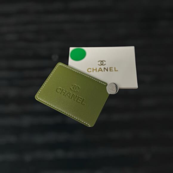 Chanel Olive Green Card Holder & Mirror - New In Box - Picture 1 of 3